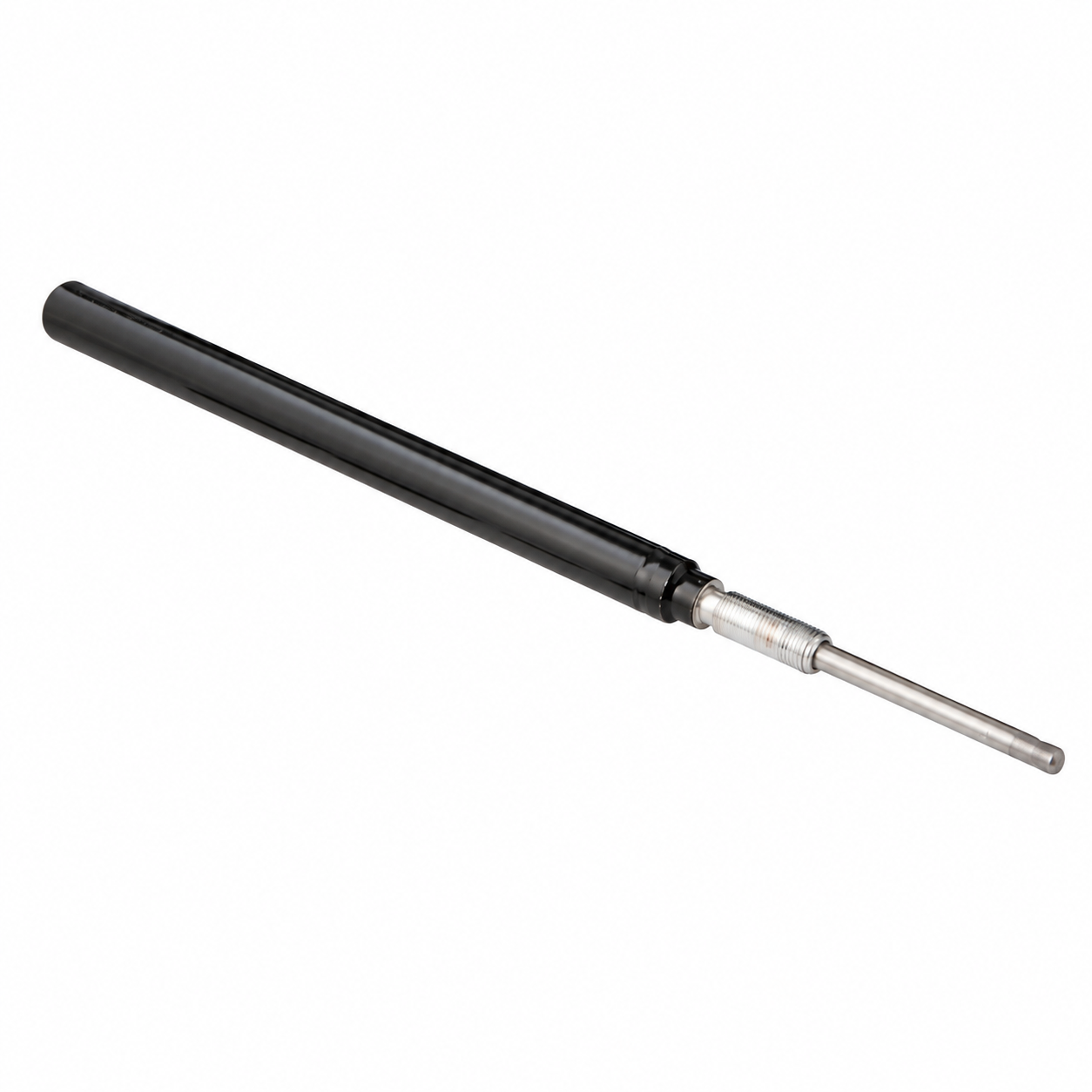 One black replacement cylinder with piston rod for an automatic vent opener. Complete opener mechanism not included.
